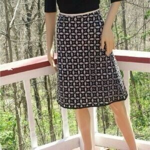 Vintage Snak Y2K Lavender Purple Black Leaf Floral Cut Out Mod A Line Skirt 6
